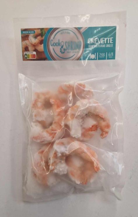 Crevettes décortiquées blanchies cal 6/8 240g