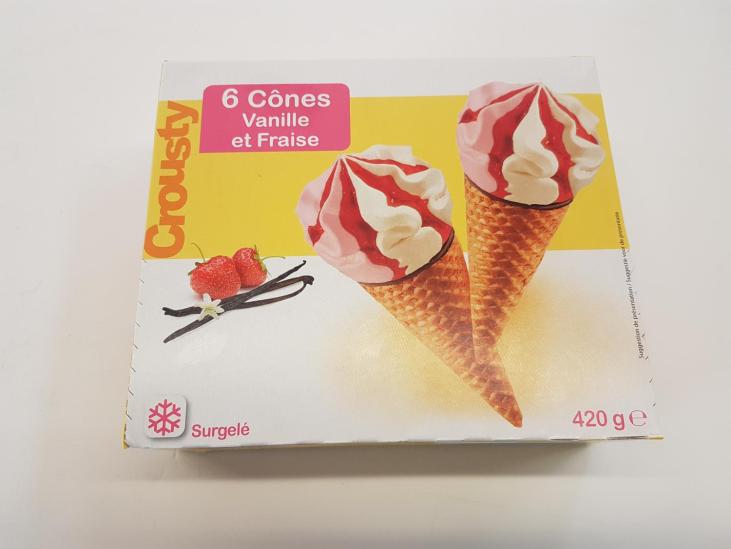 6 Cônes crousti' vanille fraise 720ml