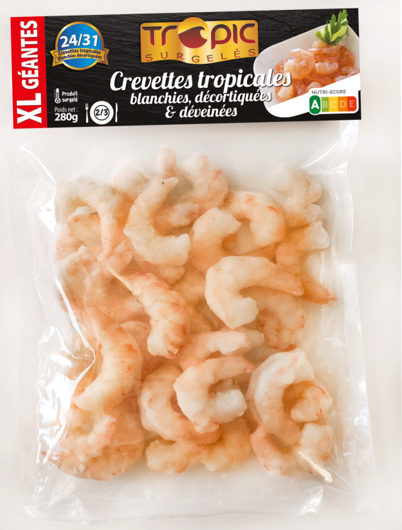 Crevettes Tropicales blanchies décortiquées/déveinées 280g